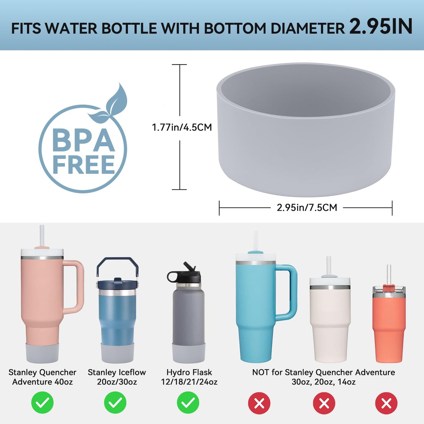 2 PCS for Stanley Boot, Silicone Bottom for Stanley Cup Boot Quencher Adventure 40oz&for Hydroflask Boot 12-24oz for Stanley Tumbler Accessories for Stanley Cup Accessories Avoid Scratches&Noise