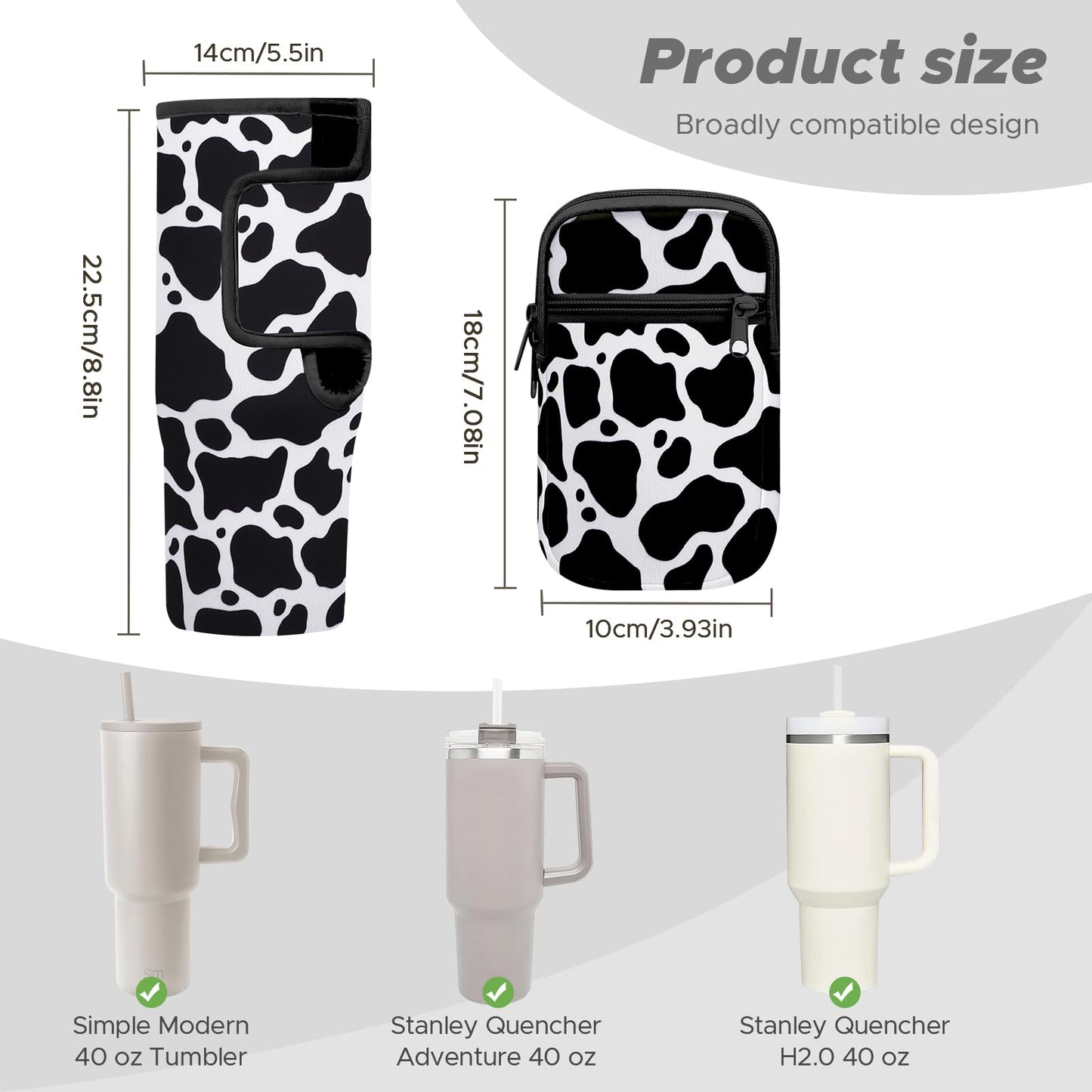 Watter Bottle Carrier Bag with Detachable Pocket Compatible with Stanley& Simple Morden 40oz Tumbler with Handle,Water Cup Holder with Adjustable Shoulder Strap& Carabiner for Stanley Cup Accessories