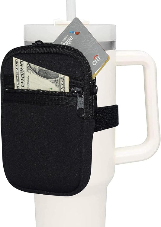 Water Bottle Pouch, Compatible with Stanley Quencher Adventure 40oz & Fit for Stanley IceFlow 20oz 30oz,Handheld Pocket for Safely Carry Cards Keys, Wallet, Earphone etc. Daily Necessities