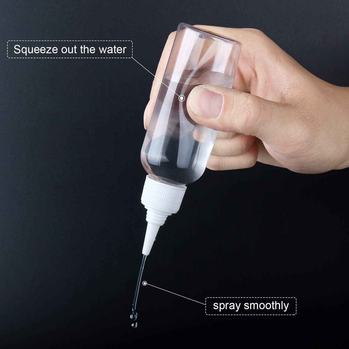 Trendbox 2oz Clear Plastic Bottles Applicator with Twist Top Cap BPA-Free for Hair Oils and Liquids 48 Pack with 48pcs Labels