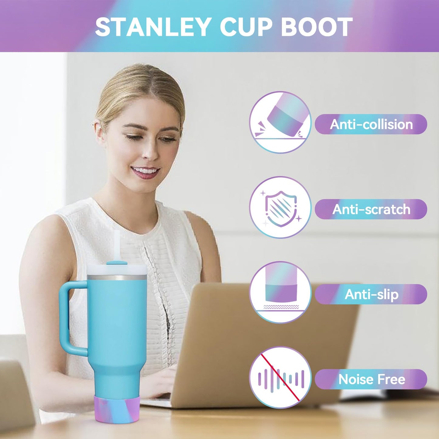 2 PCS for Stanley Boot, Silicone Bottom for Stanley Cup Boot Quencher Adventure 40oz&for Hydroflask Boot 12-24oz for Stanley Tumbler Accessories for Stanley Cup Accessories Avoid Scratches&Noise