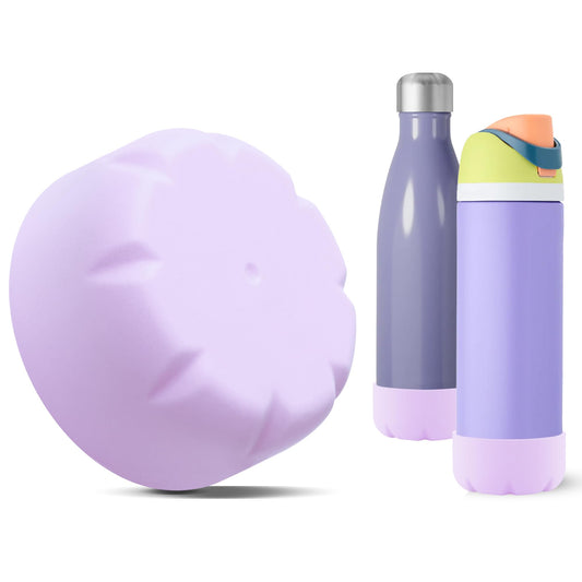 VIKIZUES Silicone Boot Compatible with Owala Water Bottle 24 oz & S'well 25 oz Water Bottle and More 25 oz Stainless Steel Water Bottles, Anti-Slip Bottom Protector Sleeve (Light Purple)