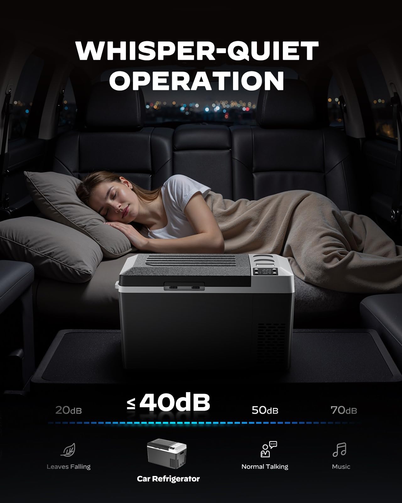 Marsail 12 Volt Car Refrigerator, 24QT Electric Cooler, Portable Car Fridge with Battery Power Option, 12/24V DC and 110-240V AC for Truck, RV, SUV, Travel, Camping, Road Trips -4°F to +68°F