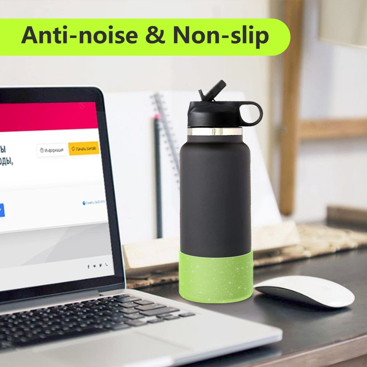 WUQID Protective Bling Silicone Boot Sleeve, Compatible with Stanley Tumbler 20-40oz & Hydro Flask Bottle 12oz-24oz, Glitter Reduces Dents Sleeve Cover for More Bottles/Tumblers Bottom of 2.83-2.95in