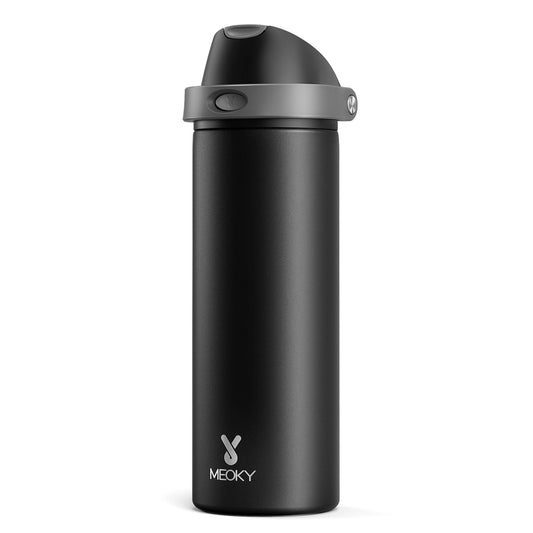 24 oz Insulated Water Bottle for Sports: Meoky Stainless Steel Water Bottle with 2-in-1 Straw and Spout Lid - Leak Proof, Cold for 24 Hours, Fits in Car Cup Holder, BPA-Free for Travel Gym, Night