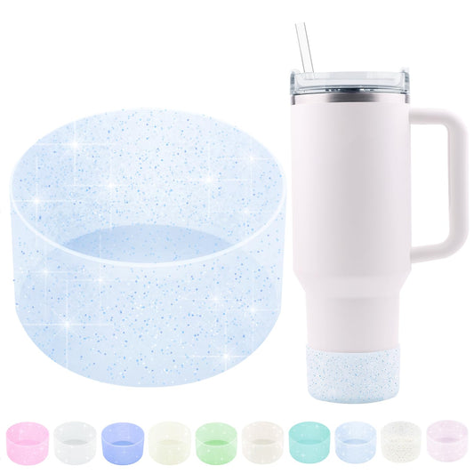WORBSS Glitter Silicone Boot Sleeve for Stanley Cup H2.0 40oz Accessories & Hydro Flask 18-24oz 2.85-3.0 inch Tumbler Wide Mouth Water Bottle Protector Bottom Sleeve Cover Bumper Best Gifts