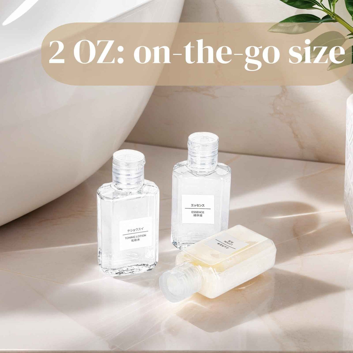 Pumtus 60 Pack Plastic Refillable Flip-Top Bottles, 2 OZ Clear Empty Travel Hand Sanitizer with Flip Cap, Portable Small Liquid Squeeze Container for Shampoo, Lotions, Liquid Body Soap, Creams