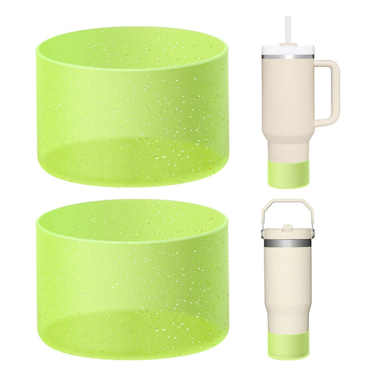 WUQID 2 Pack Bling Silicone Boot Compatible with Stanley Quencher Adventure 40oz & Stanley IceFlow 20oz 30oz, Reduces Dents Protective Water Bottle Bottom Cover Sleeve Compatible with Stanley Tumbler
