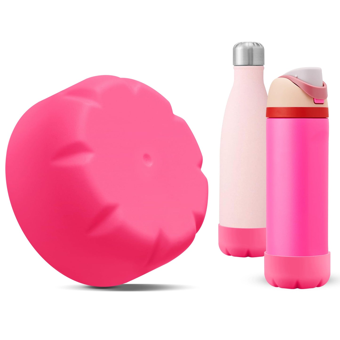 VIKIZUES Silicone Boot Compatible with Owala Water Bottle 24 oz & S'well 25 oz Water Bottle and More 25 oz Stainless Steel Water Bottles, Anti-Slip Bottom Protector Sleeve (Pink)