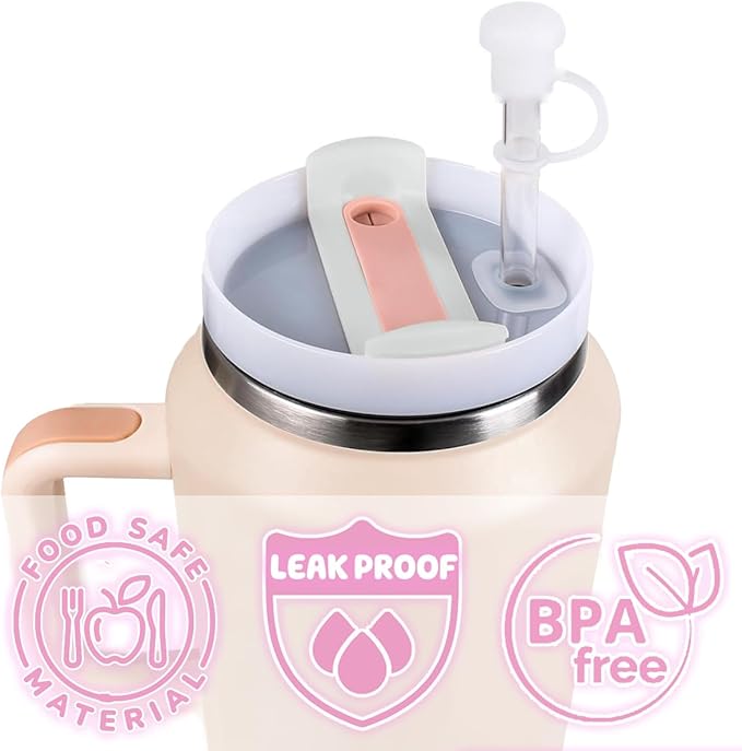 2 Set Spill Stopper for Stanley Cup 40oz/30oz/20oz/64oz, Leak Proof Accessories for Tumbler Quencher H2.0 & 1.0, Anti Leak Straw Cover Kit for Stanley