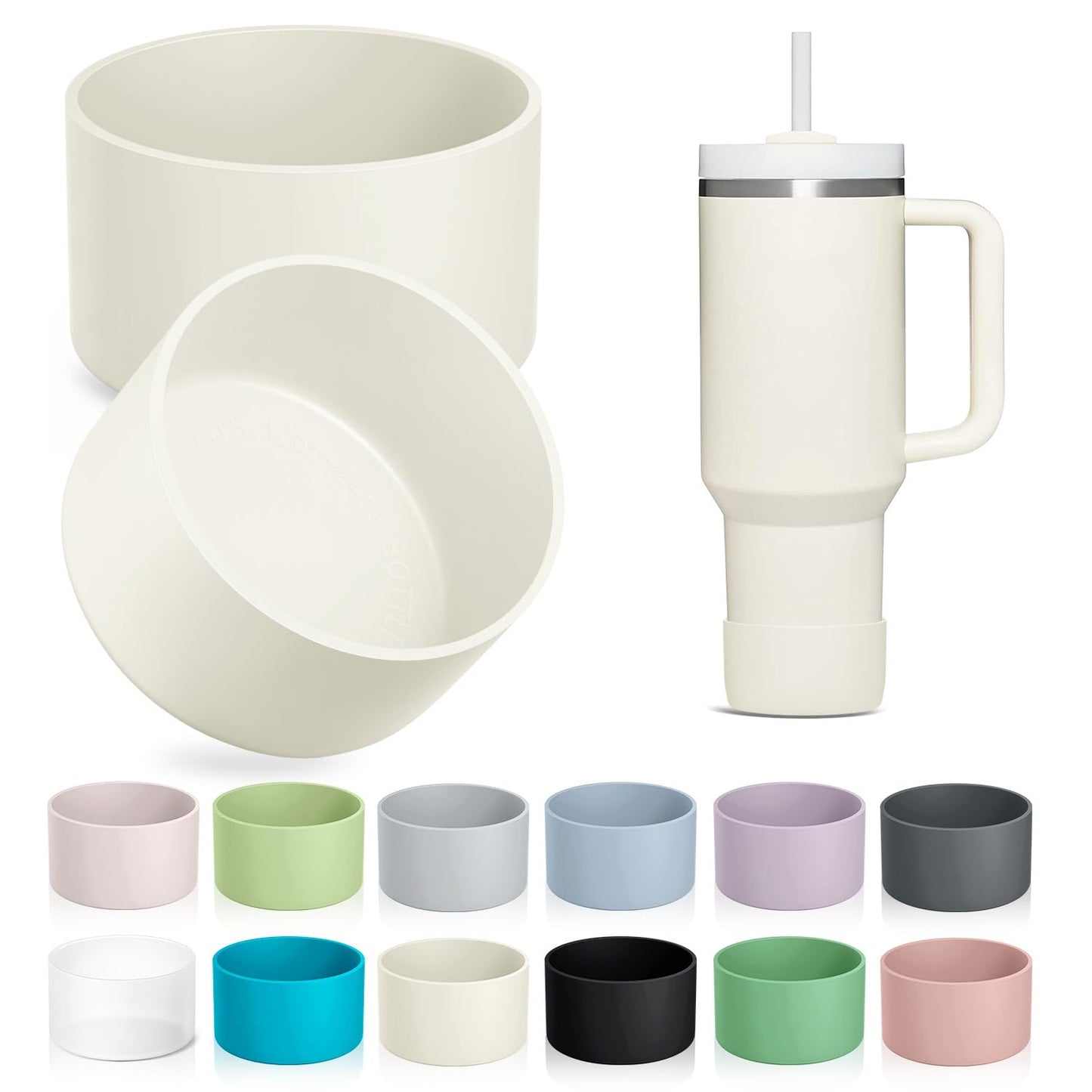 KTKUDY 2-Pack Silicone Boot for Stanley Tumbler 40 30 20 oz & Intended for Hydro Flask 12-24 oz - Cup Boot fit Select Yeti, Simple Modern, Owala Water Bottle - Bottom Cover Accessories Fit Stanley Cup