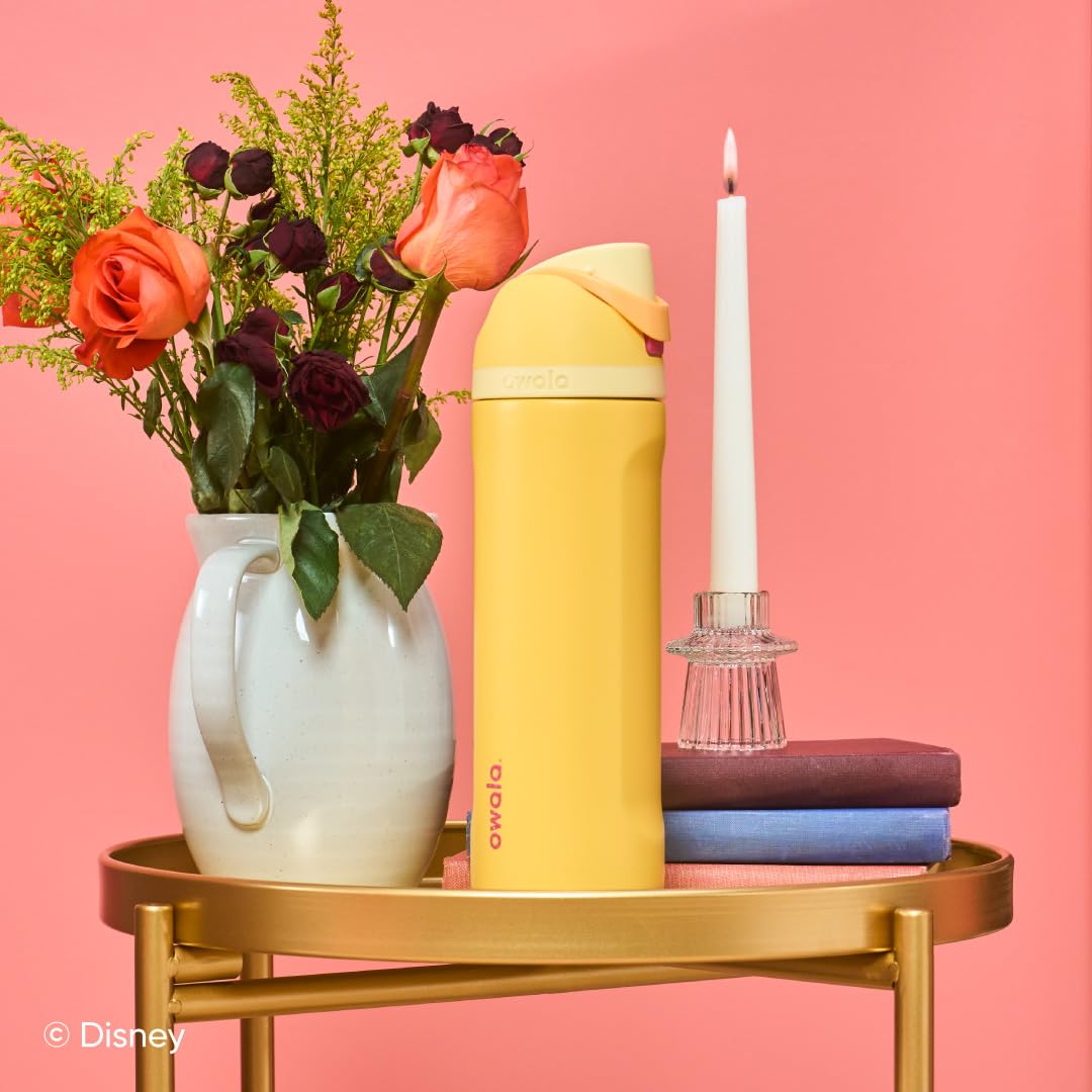 Owala Disney Princess FreeSip Insulated Stainless Steel Water Bottle with Straw for Sports and Travel, BPA-Free Sports Water Bottle, 24 oz, Belle