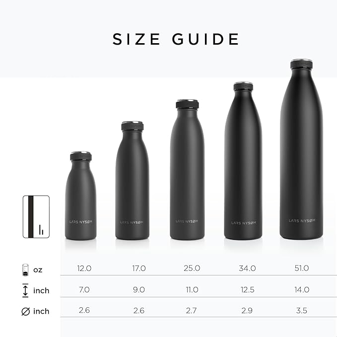 LARS NYSØM Stainless Steel Insulated XL Water Bottle 12oz 17oz 25oz 34oz 51oz | BPA-free Insulated Thermo Flask for Hot and Cold Beverages | Leakproof Large Drinking Bottle (Berry, 51oz)