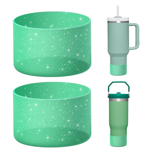 WUQID 2 Pack Bling Silicone Boot Compatible with Stanley Quencher Adventure 40oz & Stanley IceFlow 20oz 30oz, Reduces Dents Protective Water Bottle Bottom Cover Sleeve Compatible with Stanley Tumbler