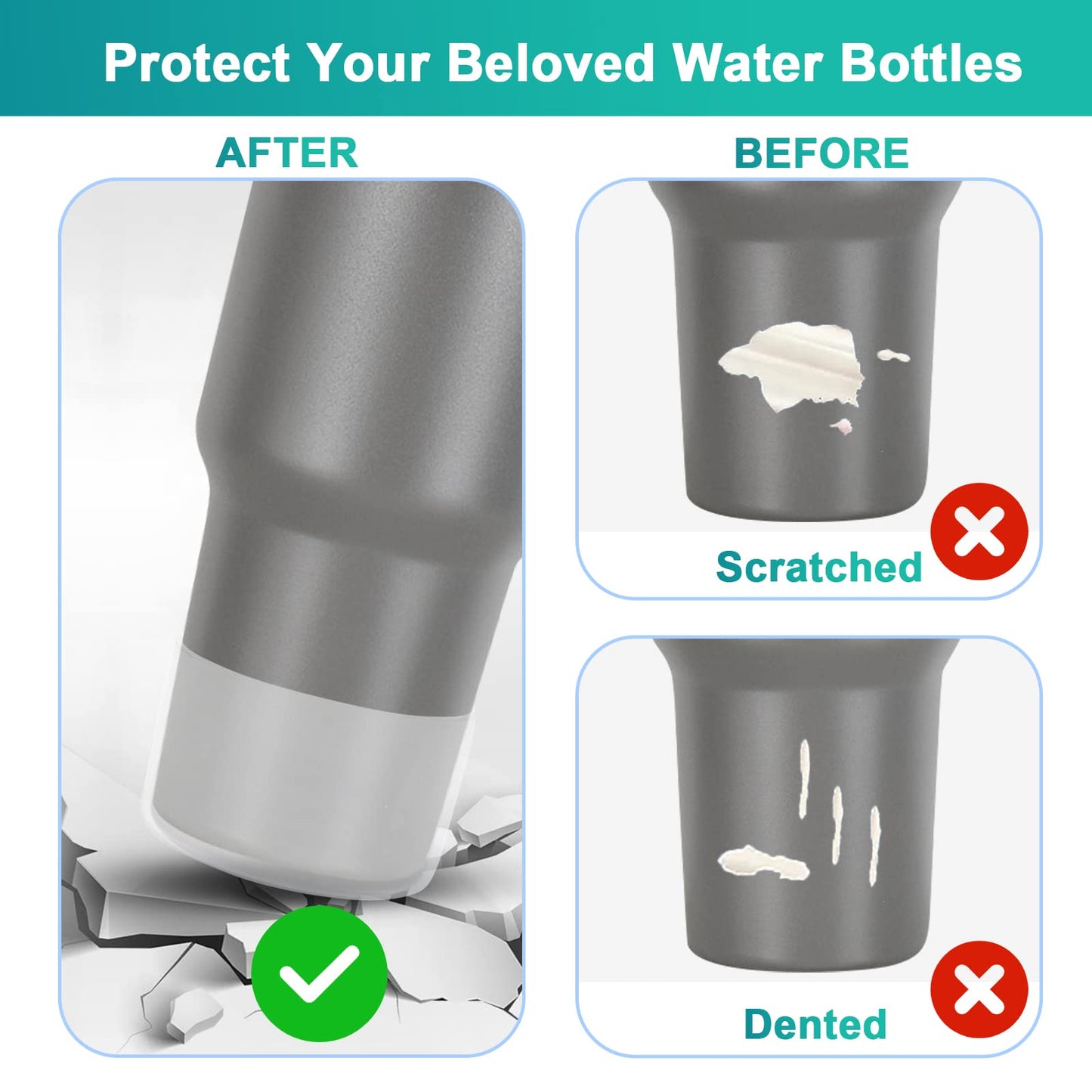 4Pack Silicone Boot for Stanley 40oz Quencher Adventure & Stanley IceFlow 30oz 20oz &Hydroflask 12-24 oz, Reduces Scratches Protective Cup Bottom Sleeve Compatible with Stanley Cup Accessories