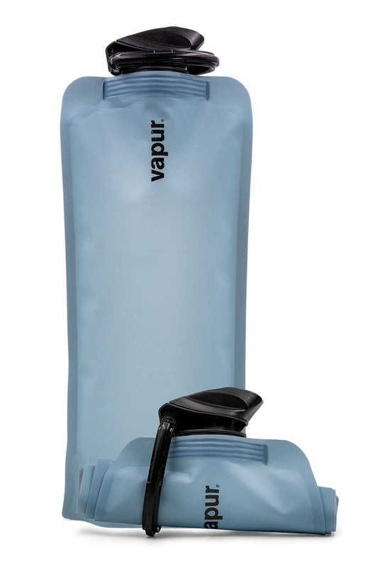 Vapur Flexible, Collapsible Wide Mouth Anti-Bottle with Detachable Carabiner, 1 Liter, Blue Steel, Pack of 1