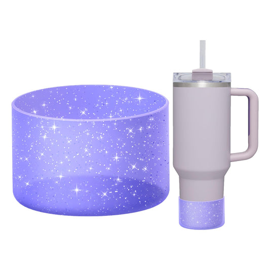 WUQID Protective Bling Silicone Boot Sleeve, Compatible with Stanley Tumbler 20-40oz & Hydro Flask Bottle 12oz-24oz, Glitter Reduces Dents Sleeve Cover for More Bottles/Tumblers Bottom of 2.83-2.95in