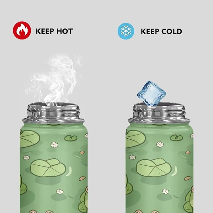 Frog Stainless Steel Water Bottles 20 Oz Insulated Water Bottles Leakproof Reusable Sports Water Bottle for Beach, Travel Cup Coffee Mug Birthday Gifts for Women