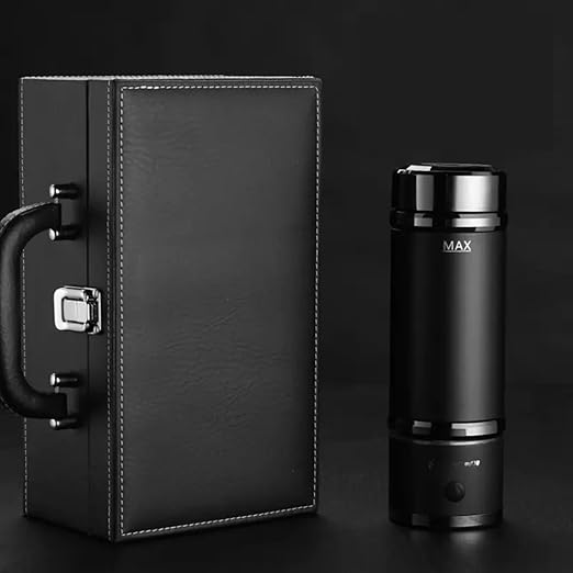 420ml Updated Hydrogen Water Bottle,Portable Hydrogen Rich Water Generator Insulated Cup with PEM SPE Tech, One Bottle with Storage Bag and Hose for Family and Fitness Black