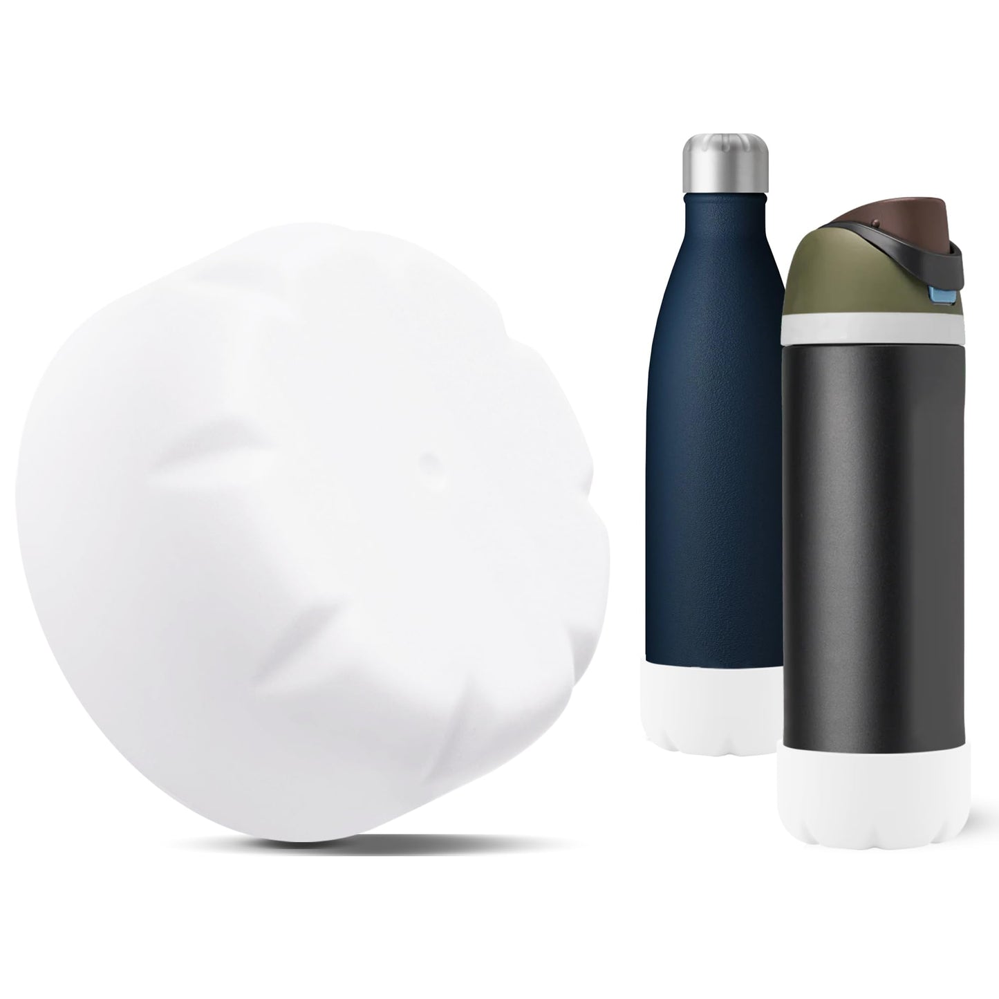VIKIZUES Silicone Boot Compatible with Owala Water Bottle 24 oz & S'well 25 oz Water Bottle and More 25 oz Stainless Steel Water Bottles, Anti-Slip Bottom Protector Sleeve (White)