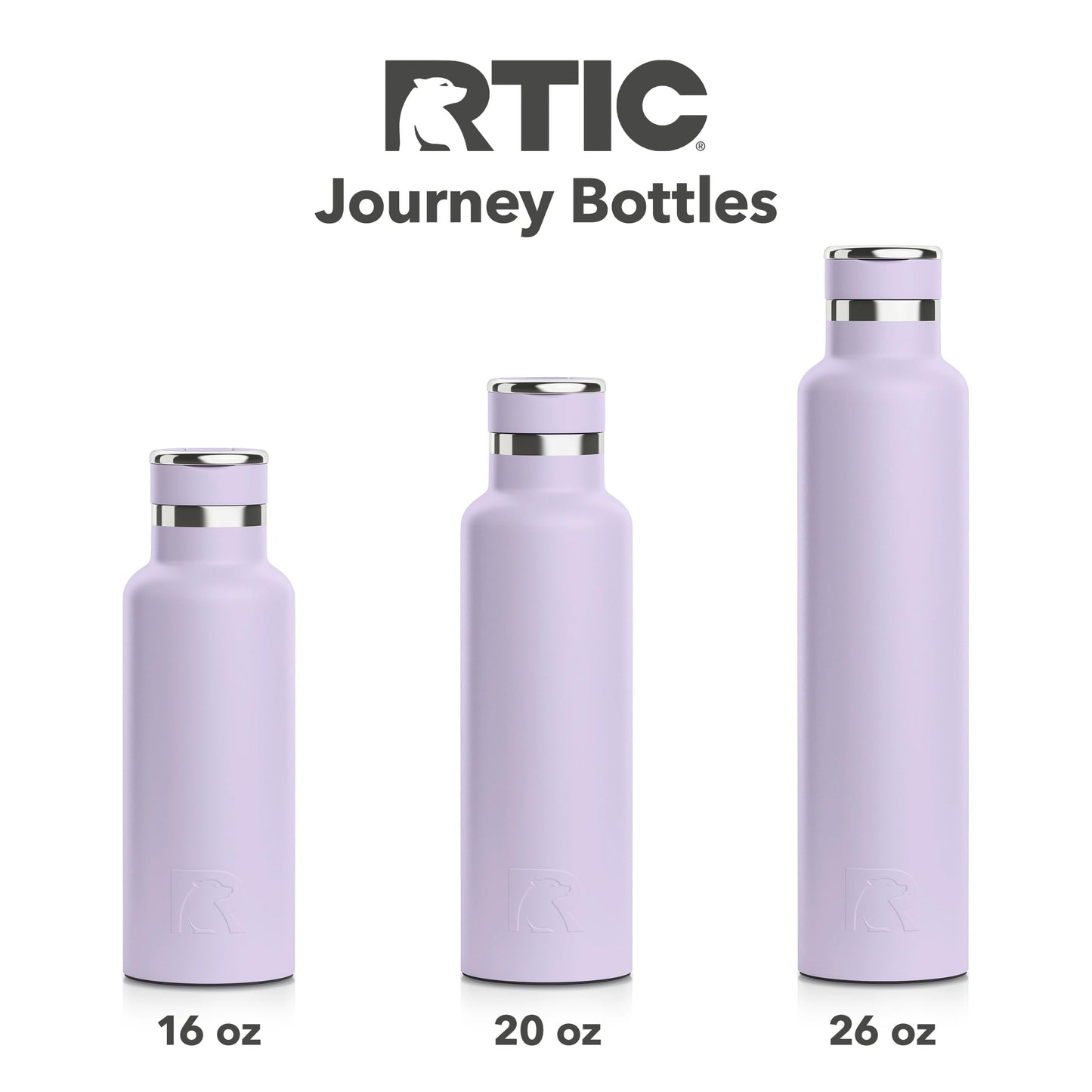 RTIC 20oz Journey Bottle Metal Stainless Steel Vacuum Insulated, BPA Free, Reusable, for Water, Hot and Cold Drinks, Travel, Sports, Camping, Dusty Lilac