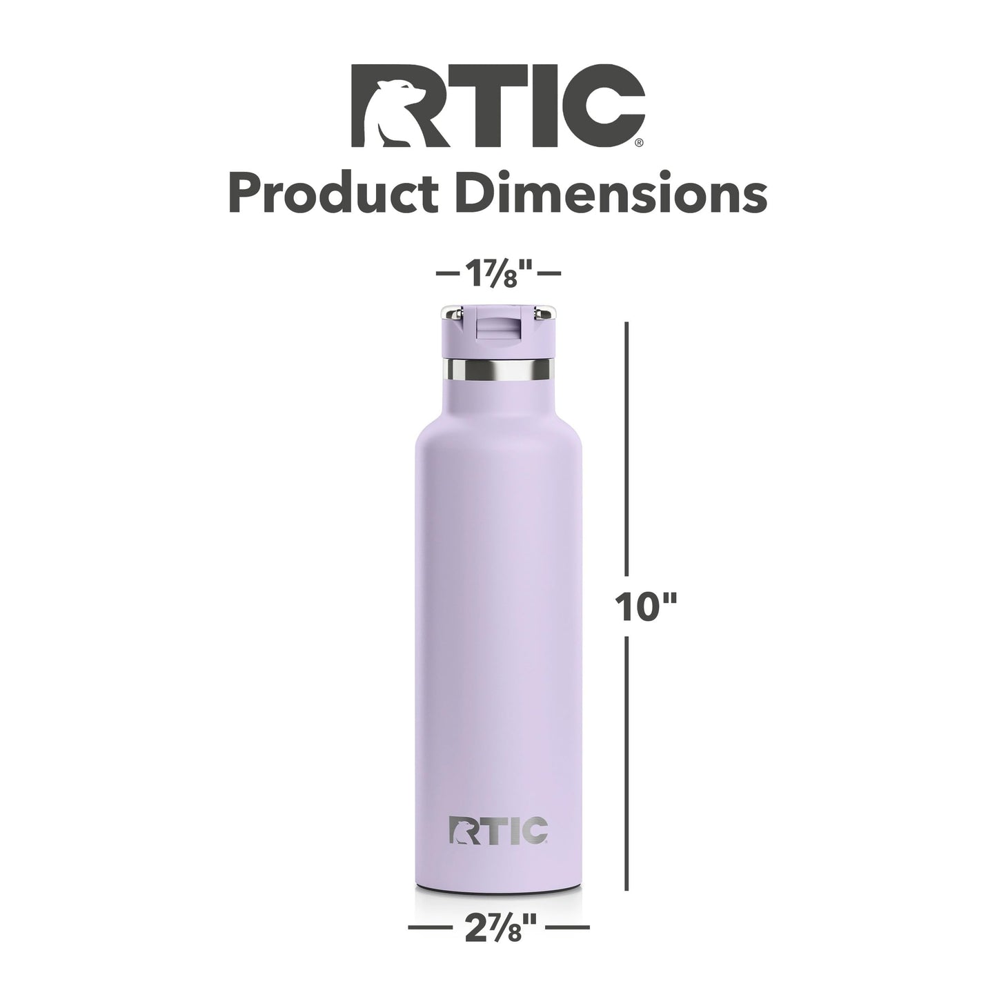 RTIC 20oz Journey Bottle Metal Stainless Steel Vacuum Insulated, BPA Free, Reusable, for Water, Hot and Cold Drinks, Travel, Sports, Camping, Dusty Lilac