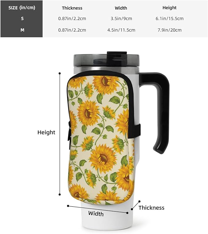 Water Bottle Pouch for Stanley Cup 40oz 30oz,Personalized Gym Purse for Men Women, Tumbler Pouch with Versatile Pocket Water Bottle Bag for Cards, Keys, Phone Botanical Leaf