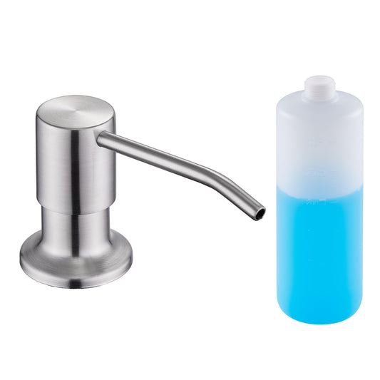 Sink Soap Dispenser Brushed Nickel, Soap Dispenser for Kitchen Sink Stainless Steel Refill from The Top Built in Sink Soap Dispensers with 13 OZ Soap Bottle