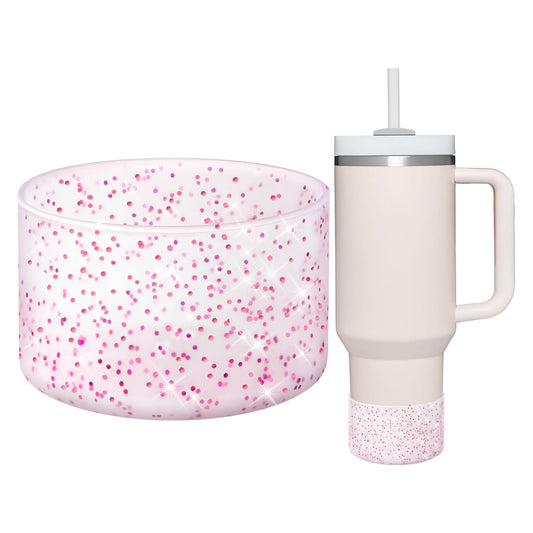 WUQID Protective Bling Silicone Boot Sleeve, Compatible with Stanley Tumbler 20-40oz & Hydro Flask Bottle 12oz-24oz, Glitter Reduces Dents Sleeve Cover for More Bottles/Tumblers Bottom of 2.83-2.95in