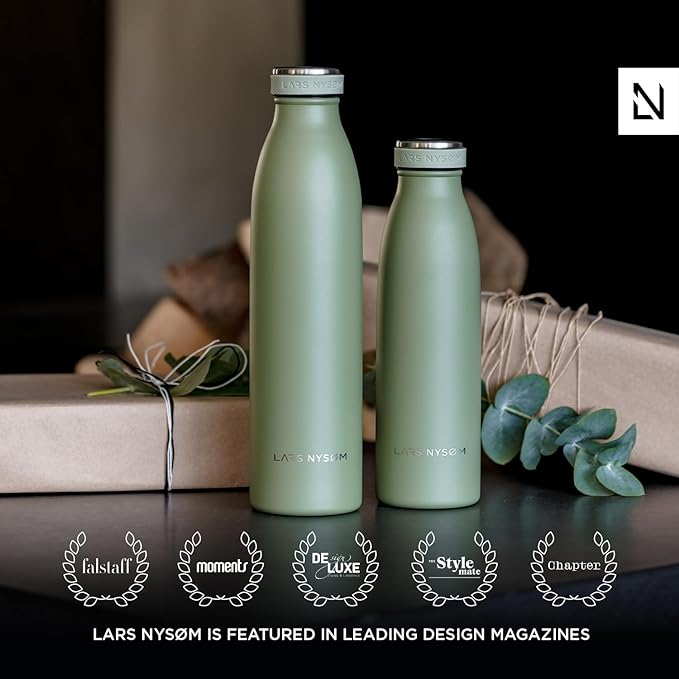 LARS NYSØM Stainless Steel Insulated Water Bottle 12oz 17oz 25oz 34oz 51oz | BPA-free Insulated Thermo Flask for Hot and Cold Beverages | Leakproof Drinking Bottle (Navy Blue, 25oz)