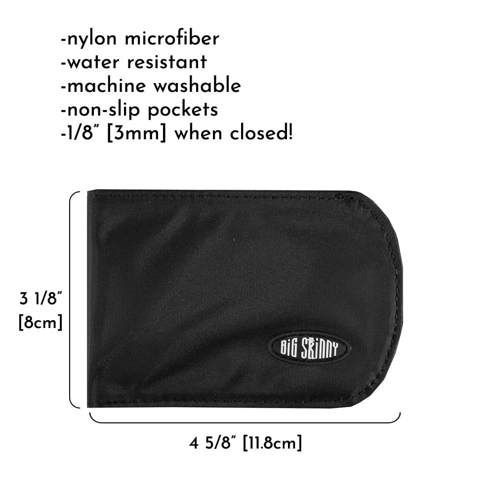 Big Skinny Men's RFID Blocking Leather Curve Bi-Fold Slim Wallet, Holds Up to 20 Cards, Black