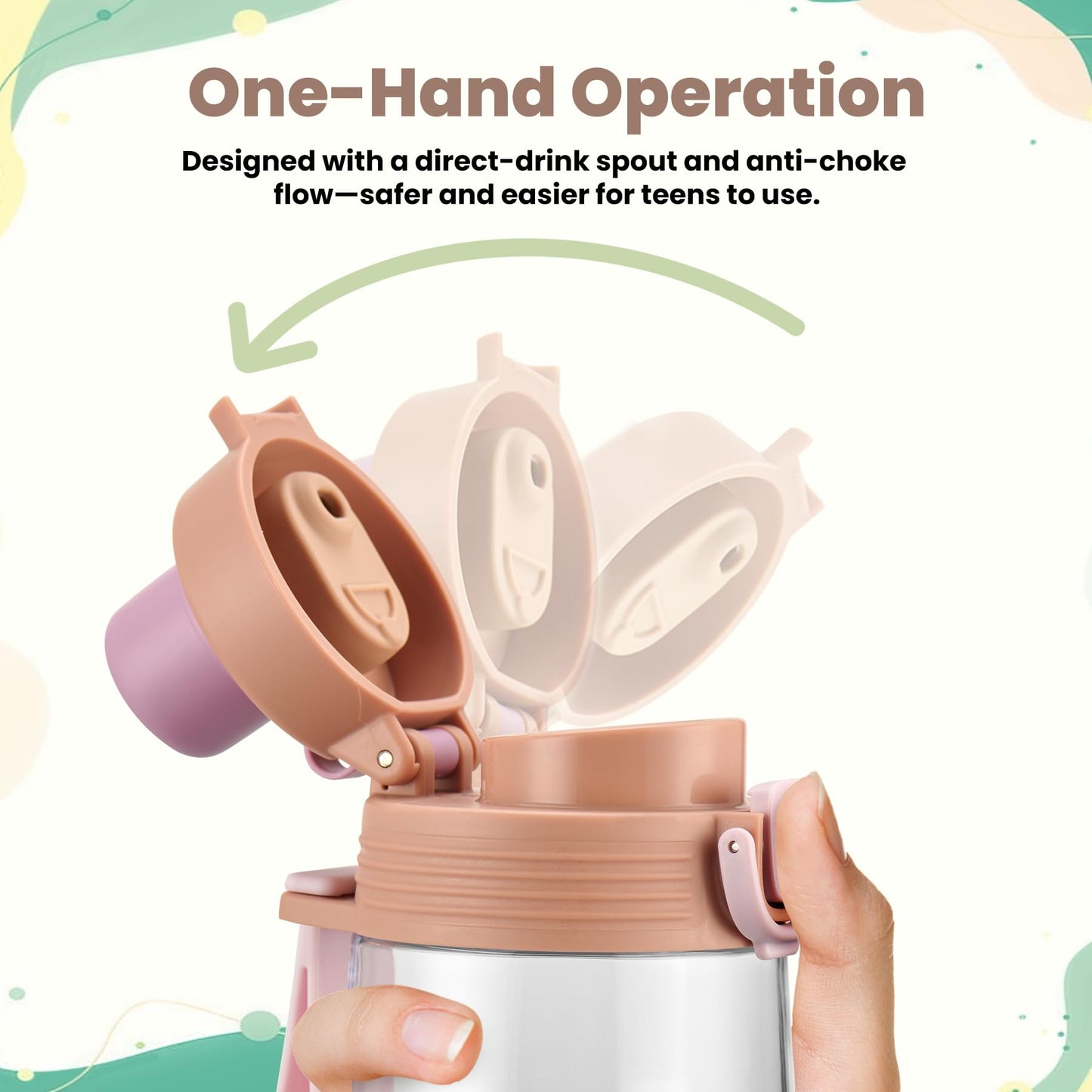 PIQUEBAR Kids insulated Water Bottle 17oz & Sport Water Bottle 24oz Set, Stainless Steel Metal Vacuum Water Bottles, Leakproof Tritan Sport Water Bottles for School Boys Girls, Pink