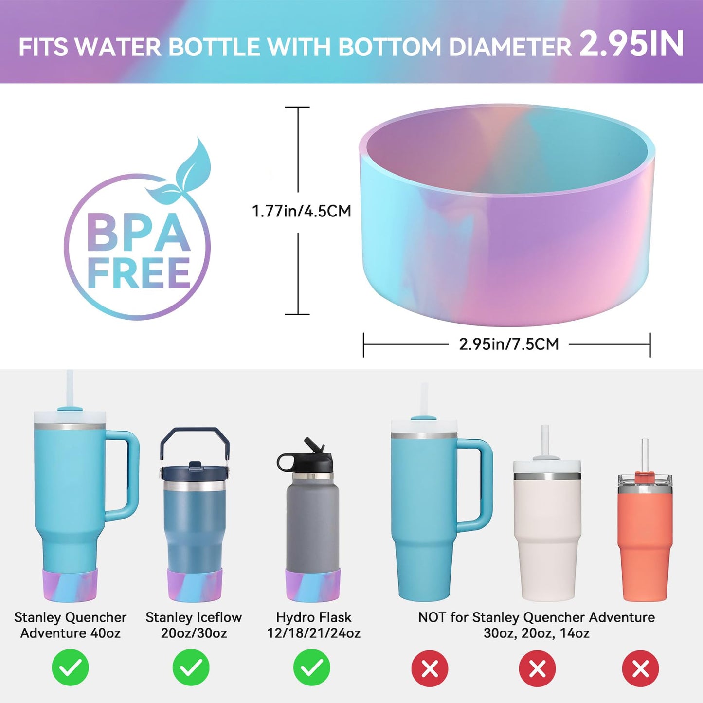 2 PCS for Stanley Boot, Silicone Bottom for Stanley Cup Boot Quencher Adventure 40oz&for Hydroflask Boot 12-24oz for Stanley Tumbler Accessories for Stanley Cup Accessories Avoid Scratches&Noise