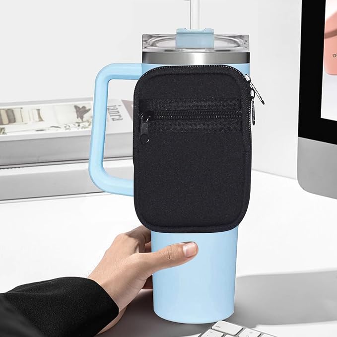 Water Bottle Pouch, Compatible with Stanley Quencher Adventure 40oz & Fit for Stanley IceFlow 20oz 30oz,Handheld Pocket for Safely Carry Cards Keys, Wallet, Earphone etc. Daily Necessities