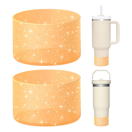 WUQID 2 Pack Bling Silicone Boot Compatible with Stanley Quencher Adventure 40oz & Stanley IceFlow 20oz 30oz, Reduces Dents Protective Water Bottle Bottom Cover Sleeve Compatible with Stanley Tumbler
