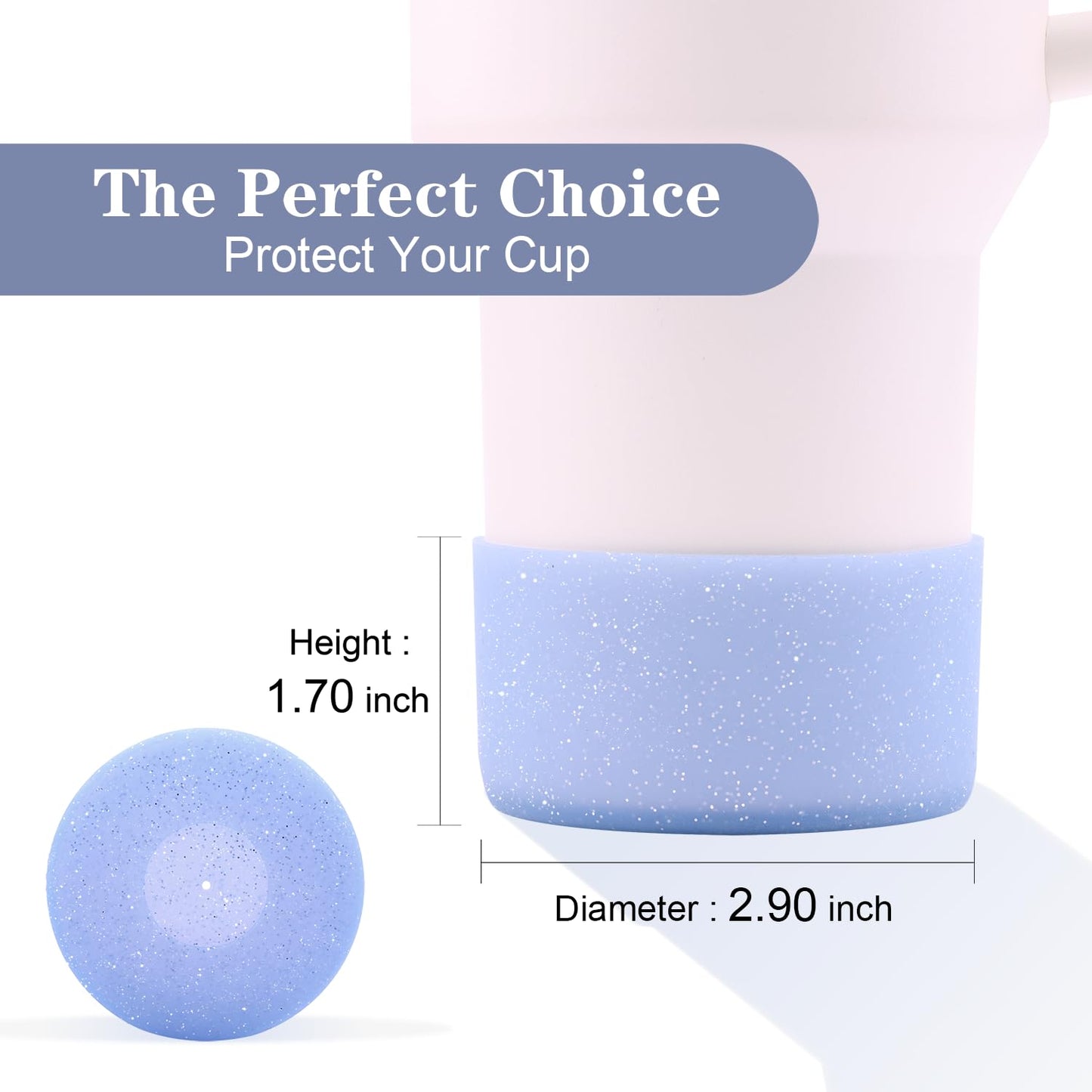 WORBSS Glitter Silicone Boot Sleeve for Stanley Cup H2.0 40oz Accessories & Hydro Flask 18-24oz 2.85-3.0 inch Tumbler Wide Mouth Water Bottle Protector Bottom Sleeve Cover Bumper Best Gifts