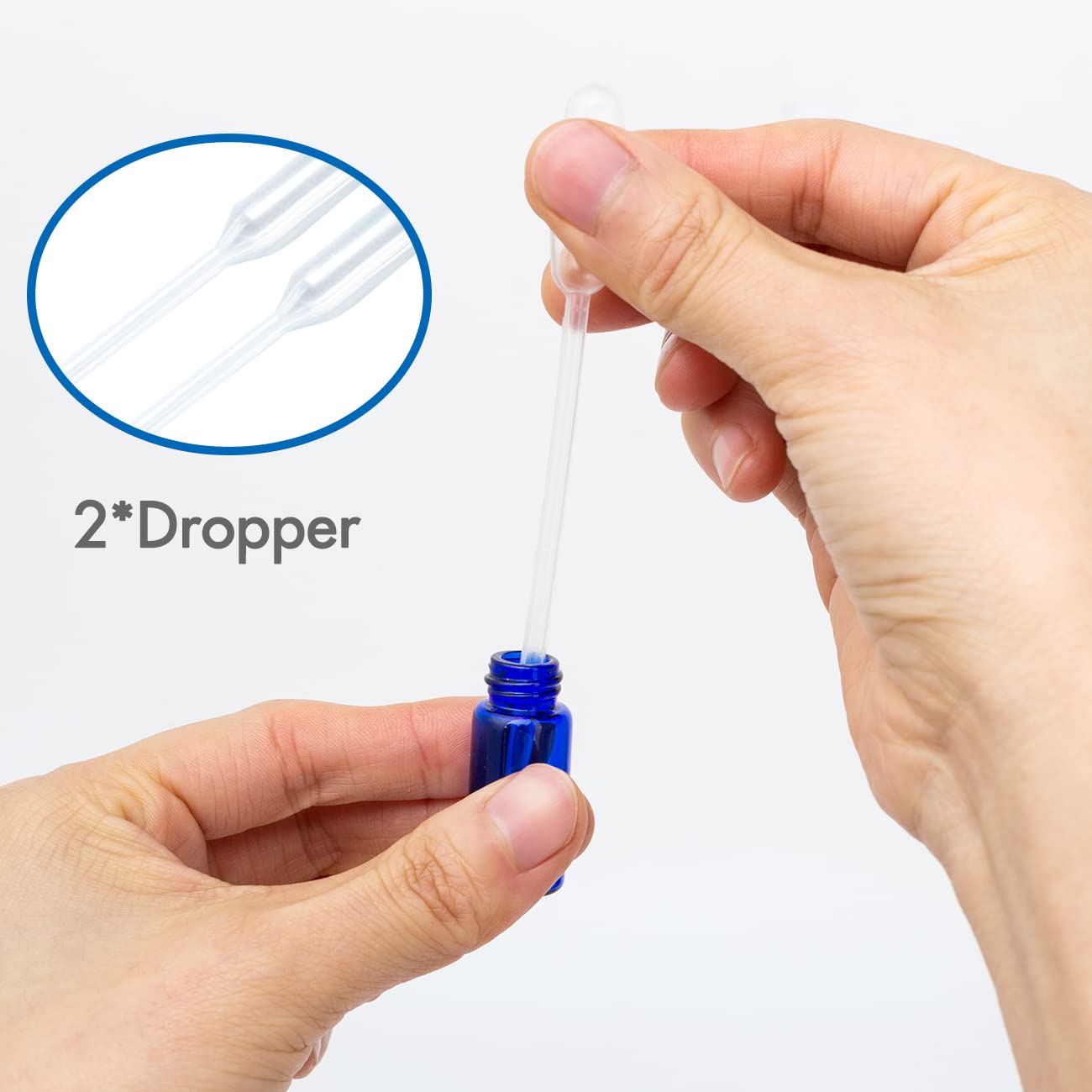 ZEJIA 3ml Roller Bottles 24Pack Cobalt Blue Thick Glass Essential Oil Bottles with Stainless Steel Roller Ball and 2 Droppers