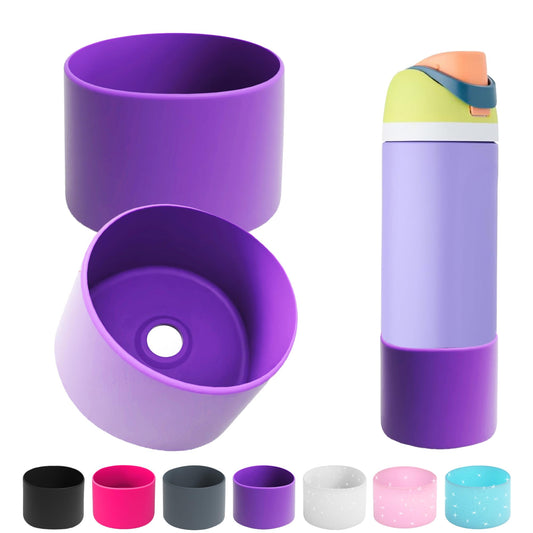AESKEIA 2PCS Silicone Water Bottle Boot for Owala 24oz 32oz 40oz,Anti-Slip Protective Sleeve Bottom Bumper Protector for FreeSip, Twist, and Flip Stainless Steel Water Bottles (Purple, 40oz)