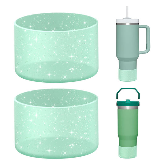 WUQID 2 Pack Bling Silicone Boot Compatible with Stanley Quencher Adventure 40oz & Stanley IceFlow 20oz 30oz, Reduces Dents Protective Water Bottle Bottom Cover Sleeve Compatible with Stanley Tumbler