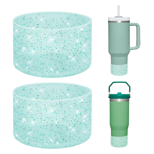 WUQID 2 Pack Bling Silicone Boot Compatible with Stanley Tumbler 20-40oz & Hydro Flask Water Bottle 12-24oz and More Bottles/Tumblers Bottom Width of 2.83-2.95in,Glitter Reduces Dents Sleeve Cover