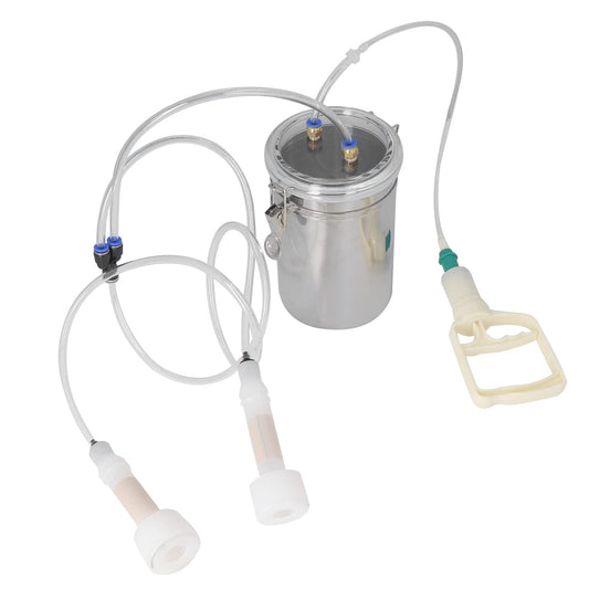 Manual Milking Machine, 2000ML Stainless Steel Bottle Milking Kit, Automatic Goat Cow Pulsation Vacuum Milker, Portable Cow Hand Vacuum Pump for Milk Plant Farm