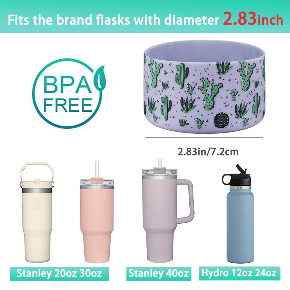 2 Pcs Tumbler Bottom Protector Boot for Stanley Quencher Adventure 40oz & Stanley IceFlow 20oz 30oz and Compatible with Hydro Flask Water Bottle 12oz 21oz 24oz Stealth Landing