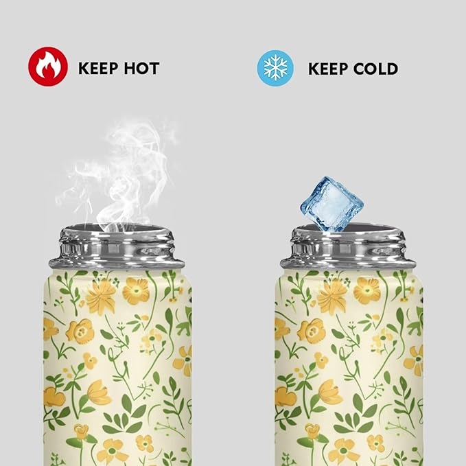 Cute Frog Insulated Water Bottle with Handle 20Oz Stainless Steel Double-Walled Thermos For Cold Drinks For Hot Beverages Vacuum Insulated Reusable Bottle