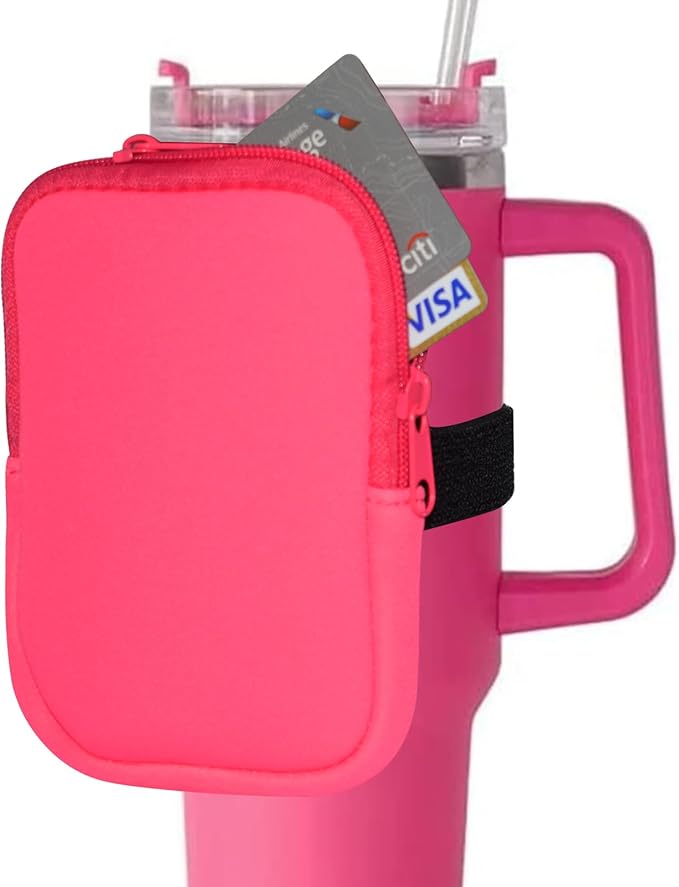 Water Bottle Pouch, Compatible with Stanley Quencher Adventure 40oz & Fit for Stanley IceFlow 20oz 30oz,Handheld Pocket for Safely Carry Cards Keys, Wallet, Earphone etc. Daily Necessities