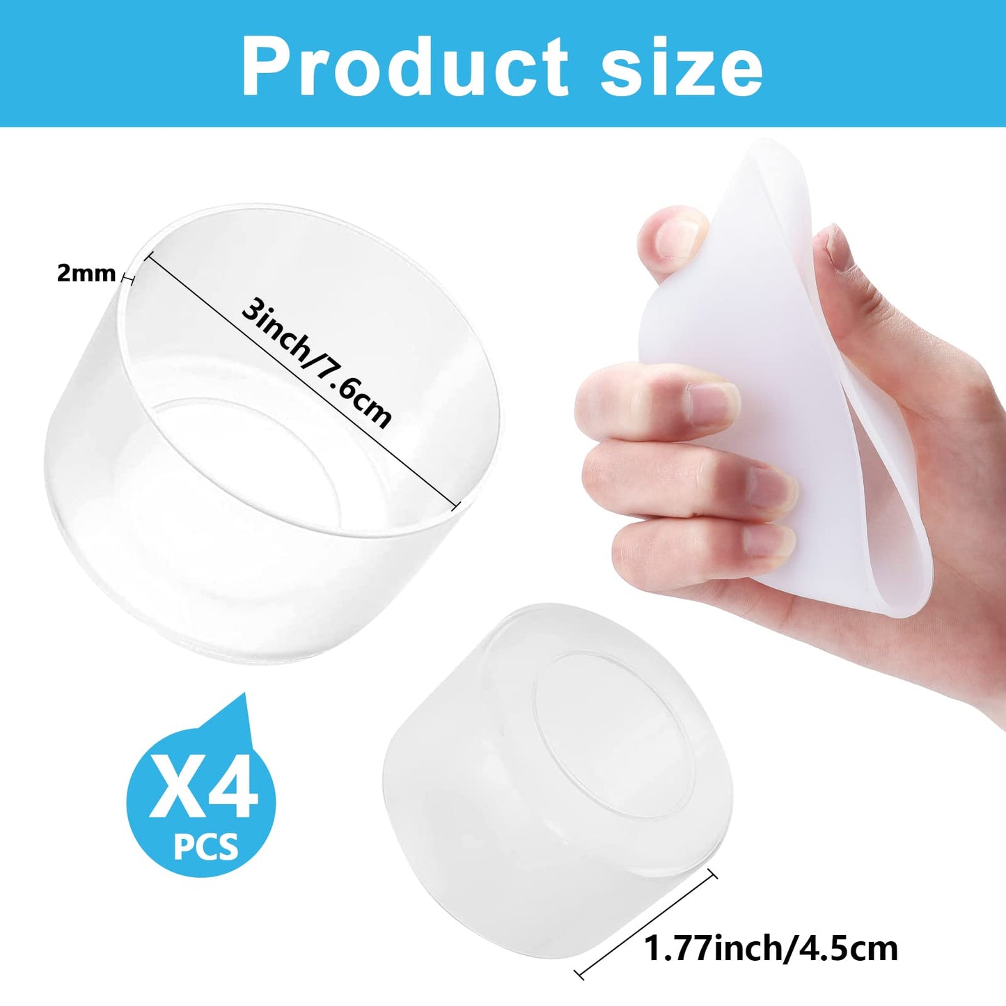 4Pack Silicone Boot for Stanley 40oz Quencher Adventure & Stanley IceFlow 30oz 20oz &Hydroflask 12-24 oz, Reduces Scratches Protective Cup Bottom Sleeve Compatible with Stanley Cup Accessories