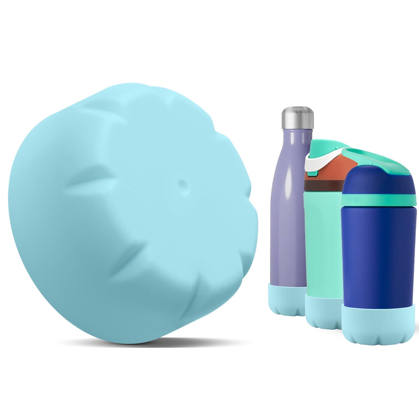 VIKIZUES Silicone Boot Compatible with Owala Kids Water Bottle 14/16 oz & S'well 17oz Water Bottle and More 12/17 oz Stainless Steel Water Bottles, Anti-Slip Bottom Protector Sleeve (Tiffany)