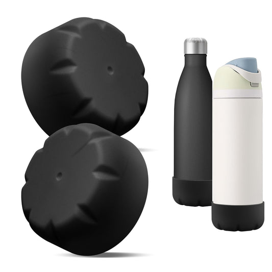 VIKIZUES 2Pcs Silicone Boot Compatible with Owala Water Bottle 24 oz & S'well 25 oz Water Bottle and More 25 oz Stainless Steel Water Bottles, Anti-Slip Bottom Protector Sleeve (Black)