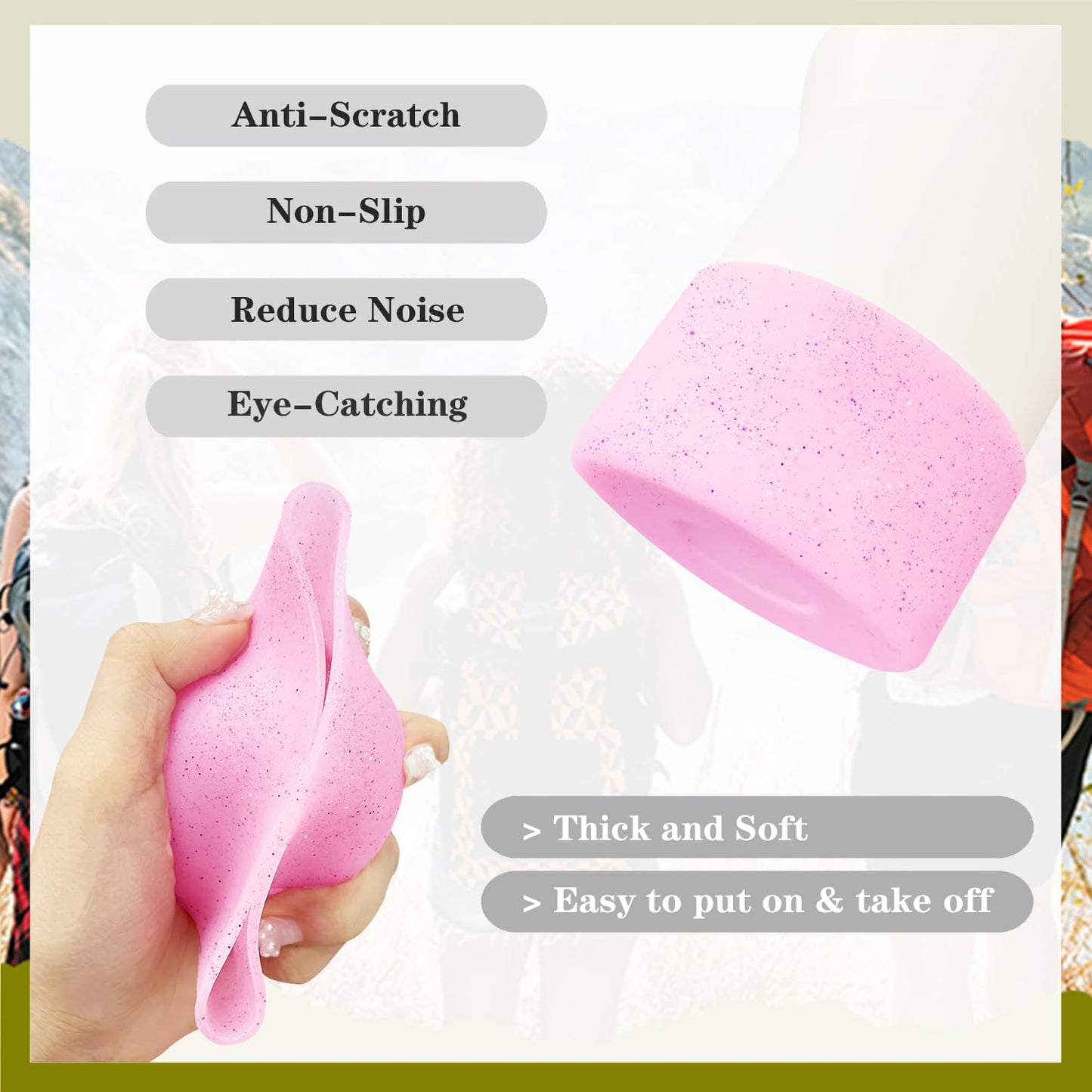 WORBSS Silicone Boot Sleeve Accessories for Stanley Cup H2.0 40oz Tumbler & Hydro Flask 18-24oz for Wide Mouth Water Bottles Protector Bottom Sleeve Cover Bumper As The Best Gfits for Your Trip