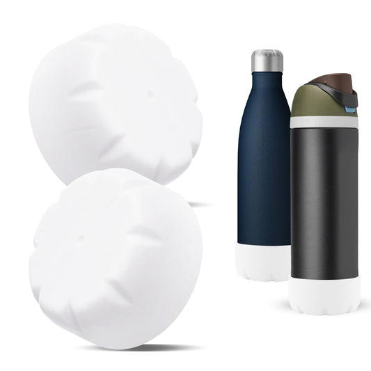 VIKIZUES 2Pcs Silicone Boot Compatible with Owala Water Bottle 24 oz & S'well 25 oz Water Bottle and More 25 oz Stainless Steel Water Bottles, Anti-Slip Bottom Protector Sleeve (White)