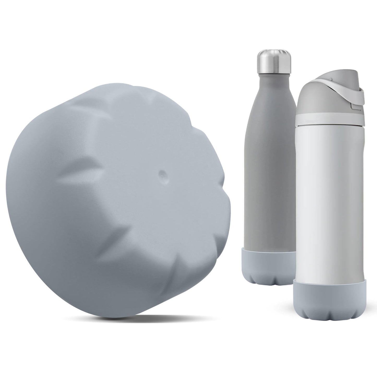 VIKIZUES Silicone Boot Compatible with Owala Water Bottle 24 oz & S'well 25 oz Water Bottle and More 25 oz Stainless Steel Water Bottles, Anti-Slip Bottom Protector Sleeve (Grey)